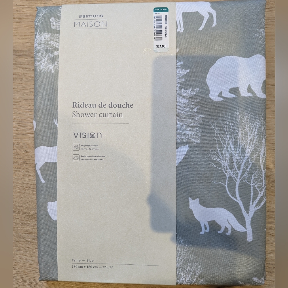 Simons Sage Green Animal Shower Curtain